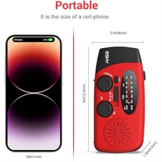 NØDRADIO med lys og strømbank, 2000 mAh