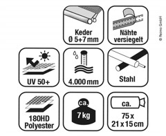 TECH-LINE Canopy Midline Solseil 285 x 240 x 220 - 255 cm.