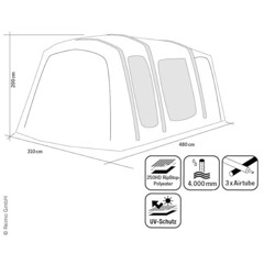 MOVELITE 3 VARIO Low, Frittstående Fortelt B:310 x D:480 cm x H:180-240 cm