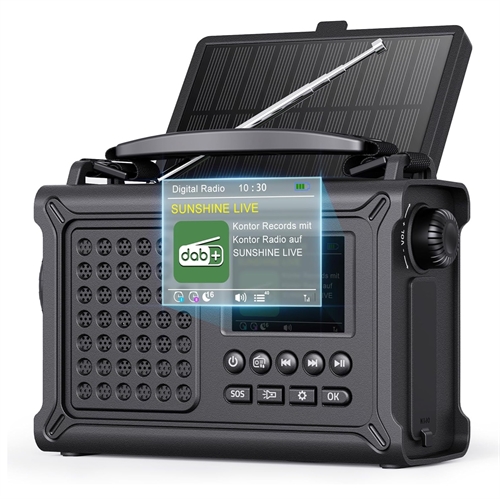 NØDRADIO med DAB+, 12.000 mAh Powerbank, Bluetooth & håndsveiv.