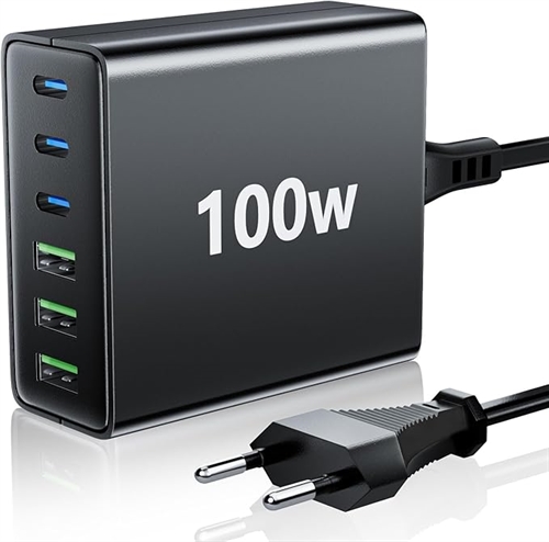 USB-lader 100W med 6 porter