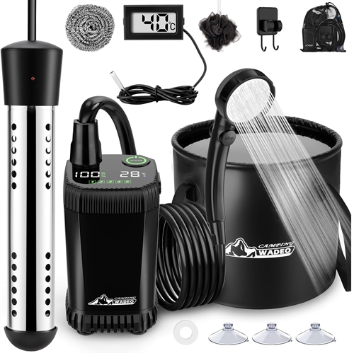 WADEO Bærbar Campingdusj med vannvarmer