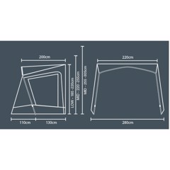 TECH-LINE Canopy Midline Solseil 285 x 240 x 220 - 255 cm.