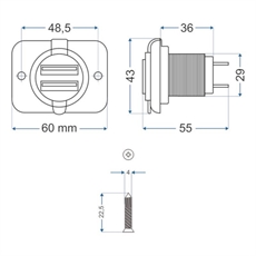 ProPlus Dual Innebygd USB-strømforsyning 12/24 volt