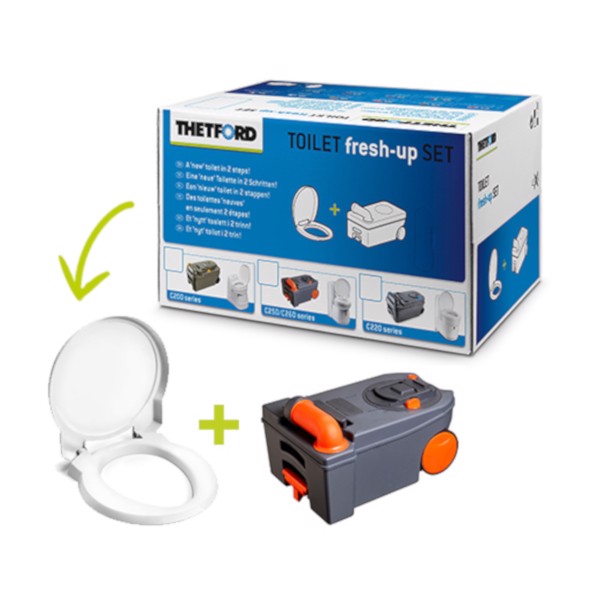 THETFORD Fresh-Up Kit til C250-C260 med toalettsete og avfallstank. Kompatibel med C250/C260-serien.